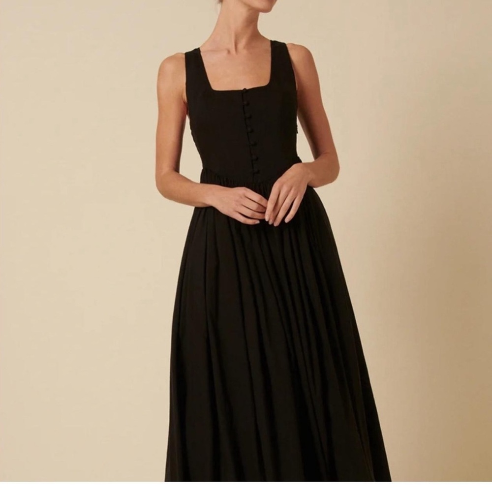 Nobody’s Child - Black Drop Waist Cora Midi Dress with Square Neck